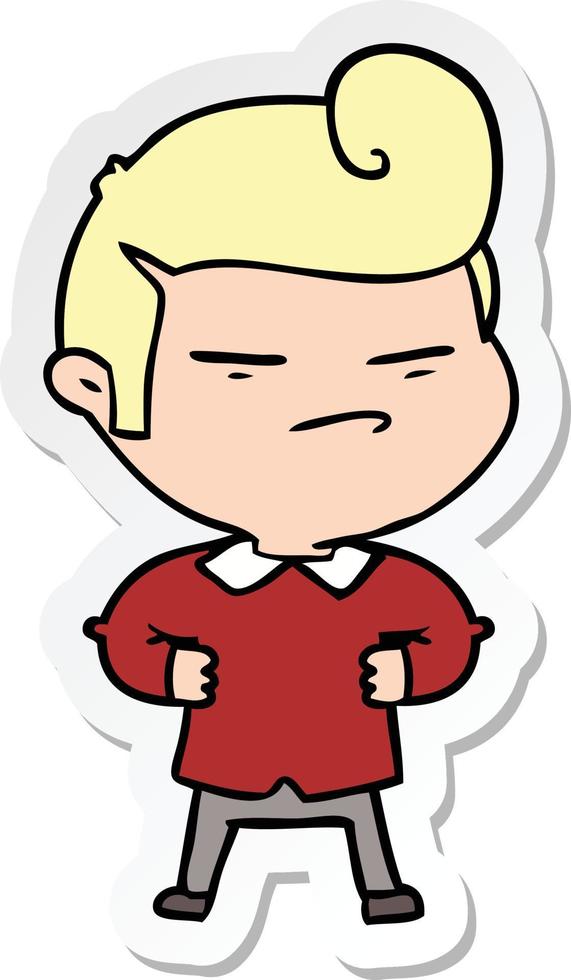 sticker of a cartoon cool guy with fashion hair cut vector