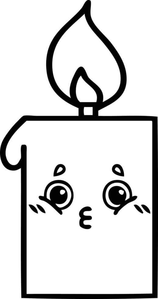 line drawing cartoon lit candle vector