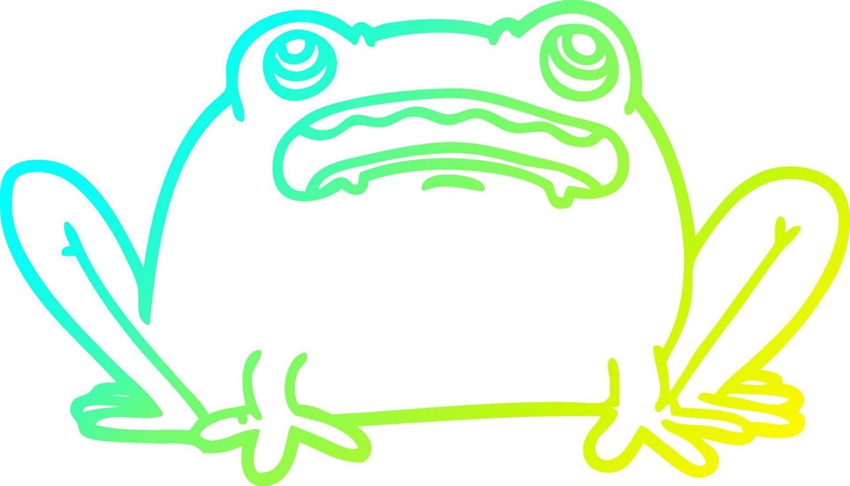 cold gradient line drawing cartoon frog vector