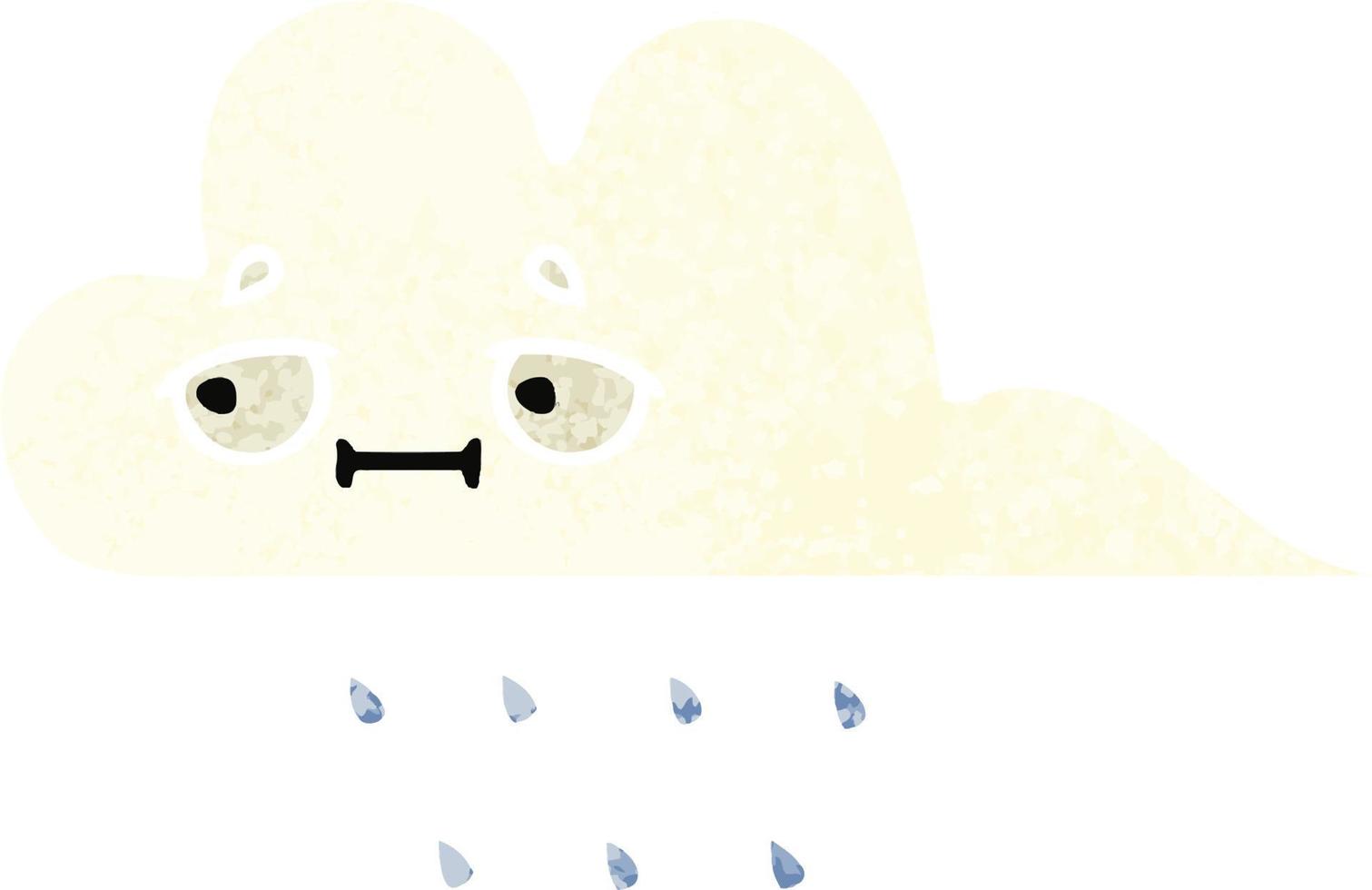 nube de lluvia de dibujos animados de estilo de ilustración retro vector