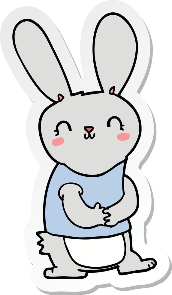 sticker of a cute cartoon rabbit vector