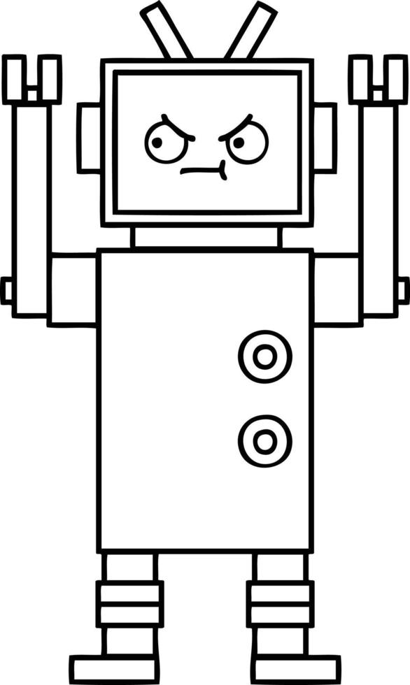 line drawing cartoon robot vector