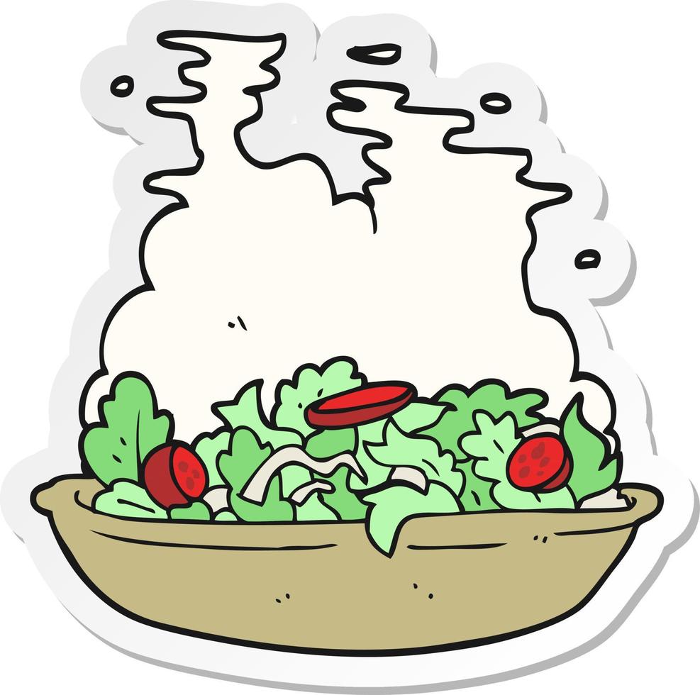 sticker of a cartoon salad vector