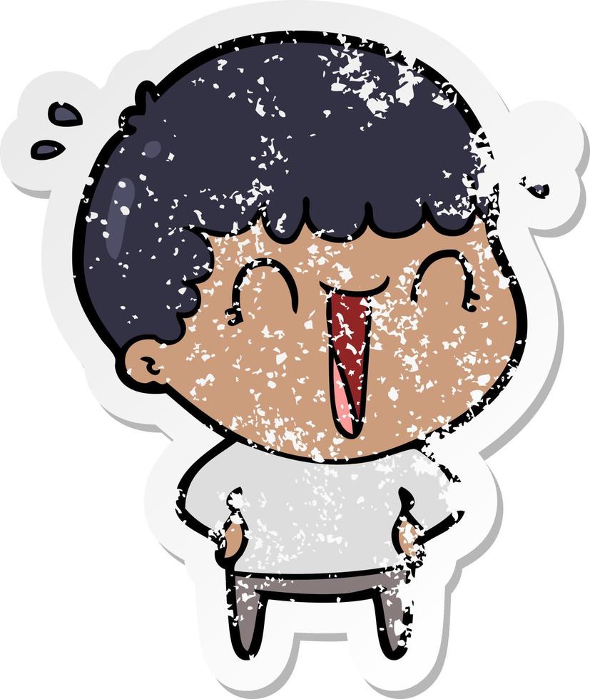 distressed sticker of a laughing cartoon man vector