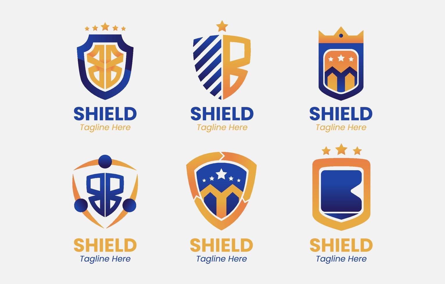 Yellow and Blue Gradient Shield Logo Set vector