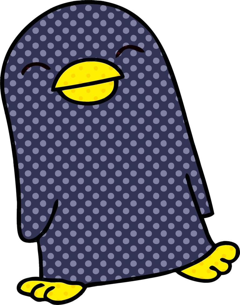 peculiar pingüino de dibujos animados al estilo de un cómic vector