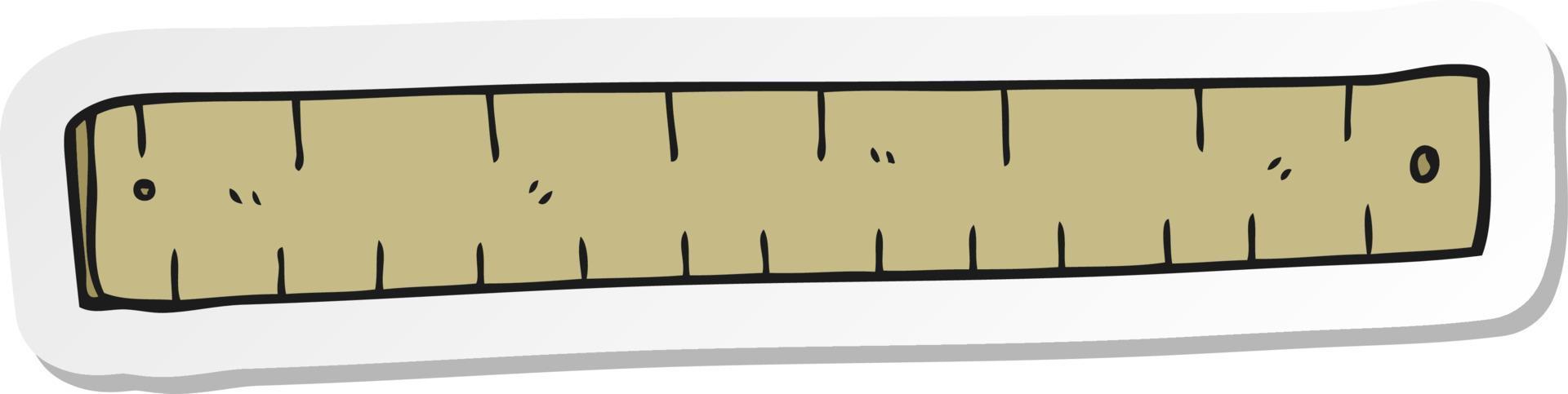 sticker of a cartoon wooden ruler vector