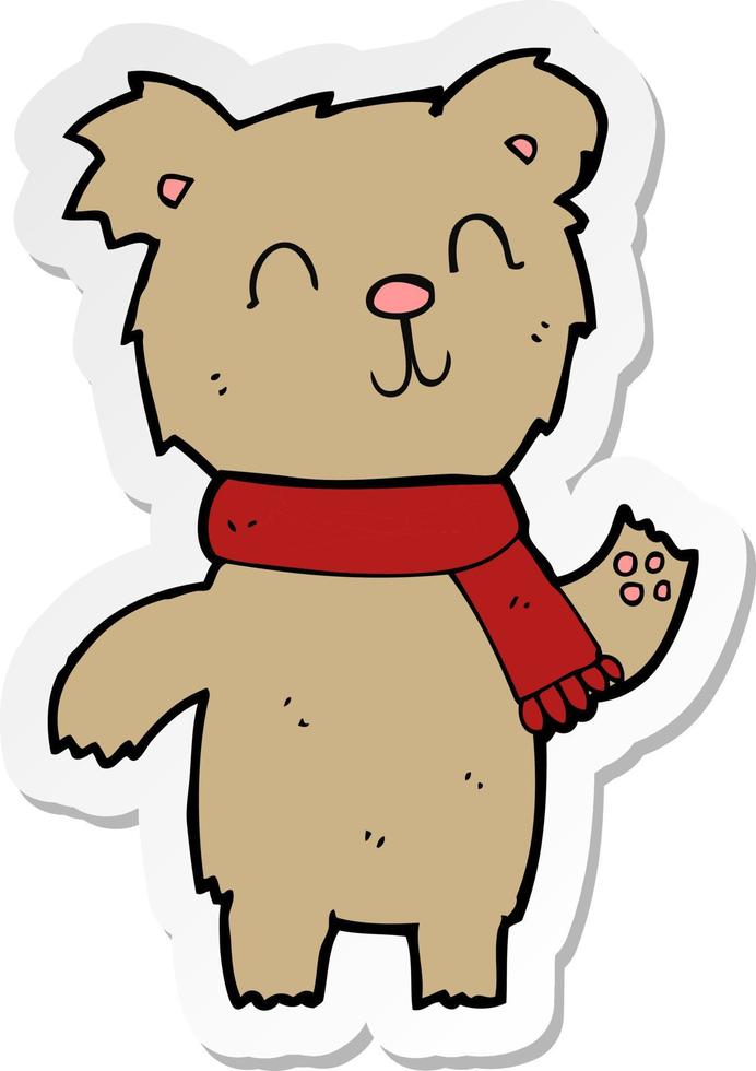 sticker of a cartoon cute teddy bear vector