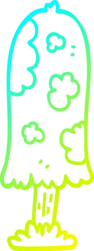 cold gradient line drawing cartoon mushroom vector