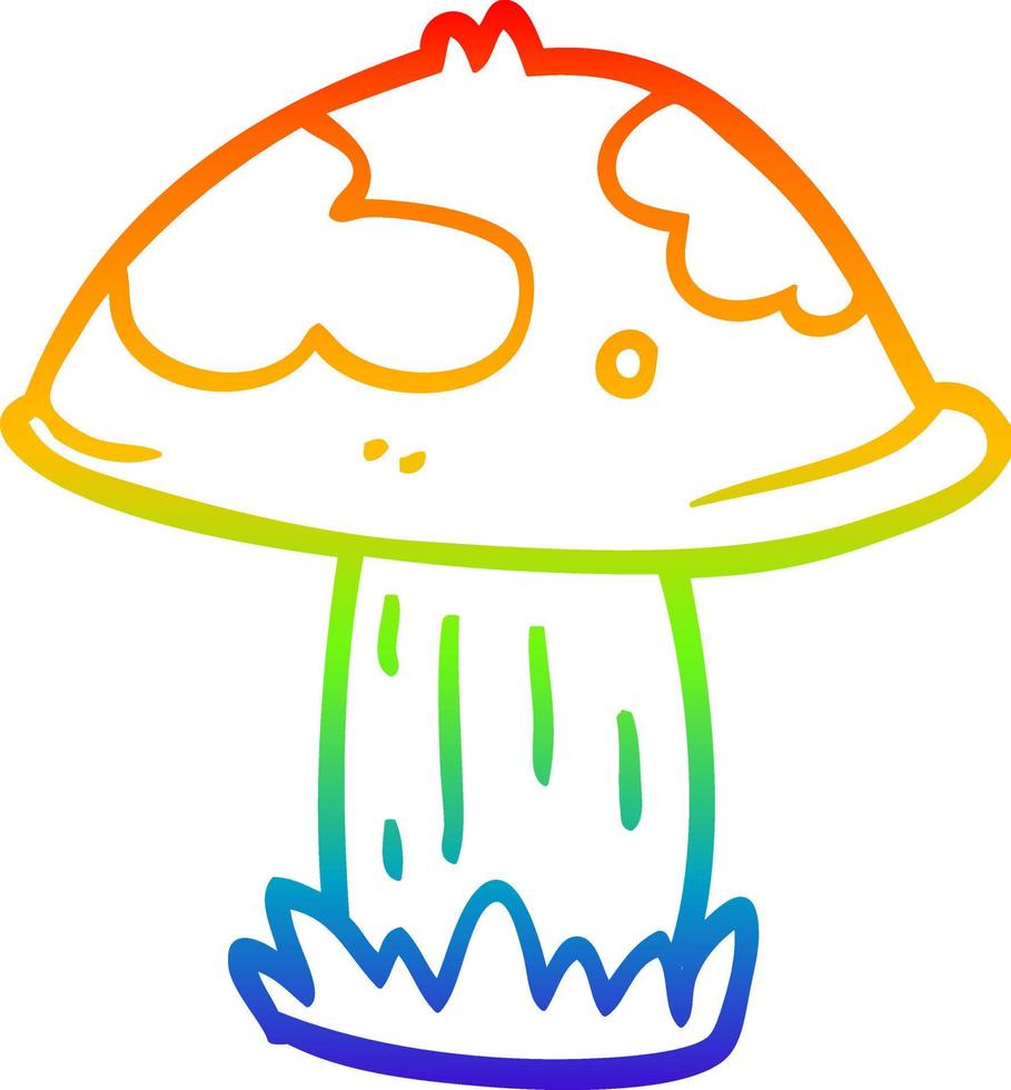 rainbow gradient line drawing cartoon poisonous toadstool vector