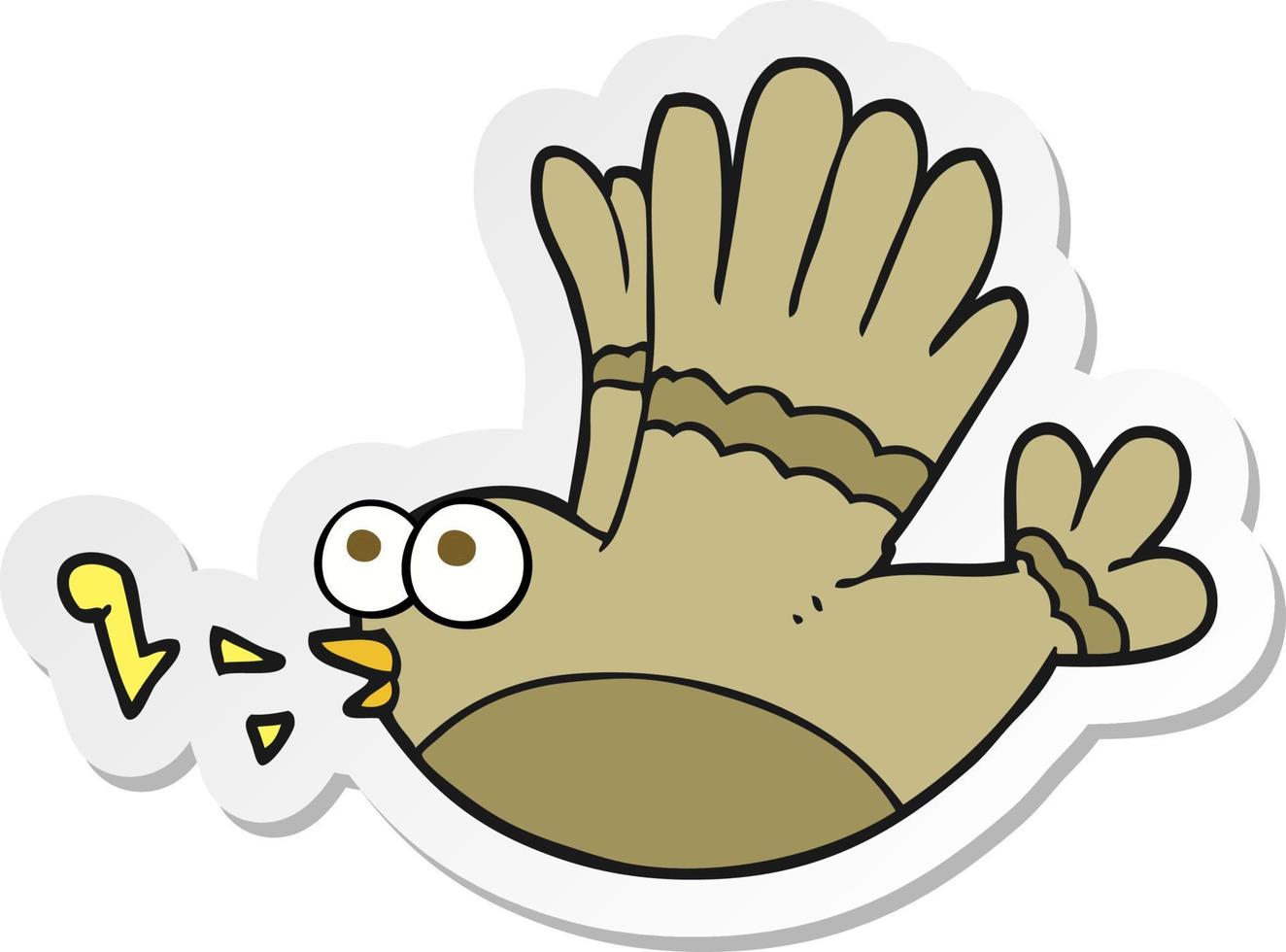 sticker of a cartoon singing bird vector