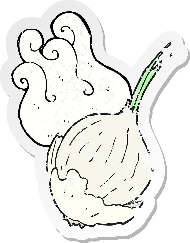 retro distressed sticker of a cartoon garlic vector