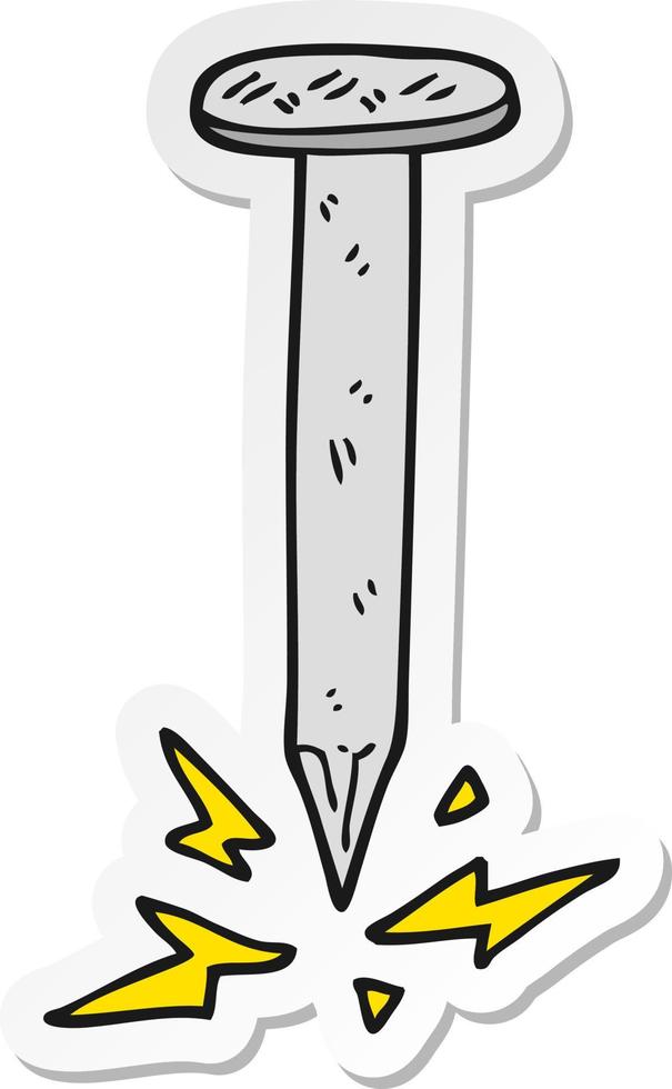 sticker of a cartoon struck nail vector