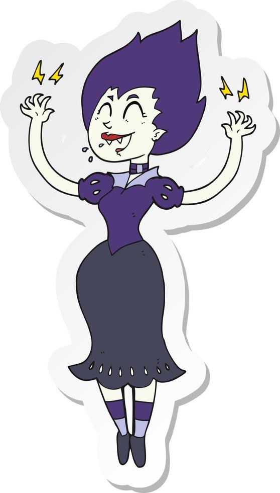 sticker of a cartoon vampire girl vector