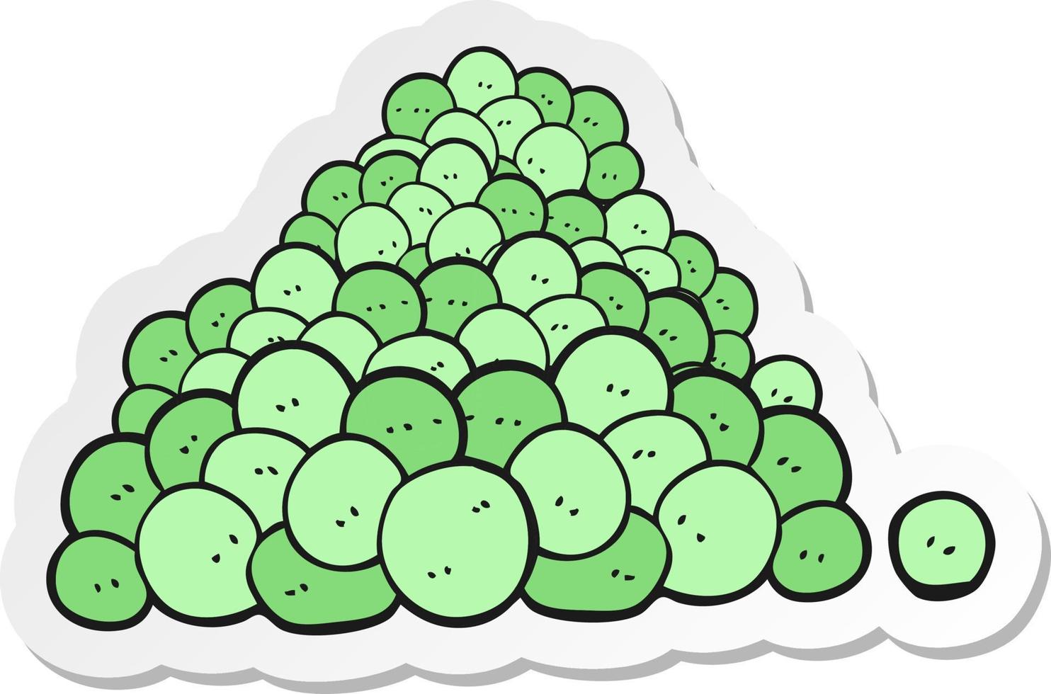 sticker of a cartoon peas in pod vector