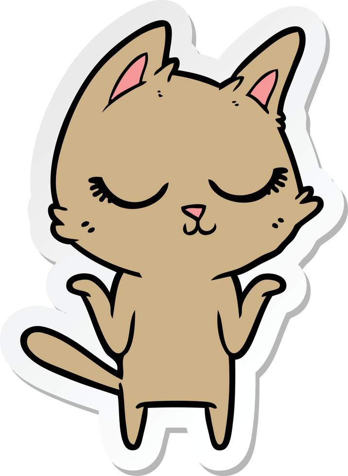 sticker of a calm cartoon cat vector