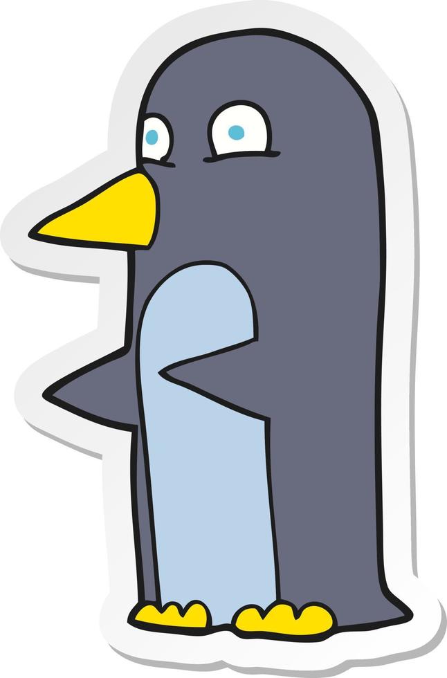 sticker of a cartoon penguin vector