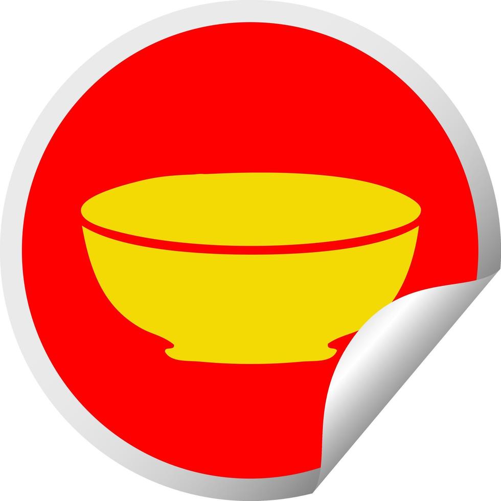 quirky circular peeling sticker cartoon bowl vector