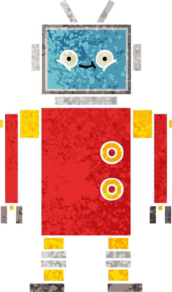 retro illustration style cartoon robot vector
