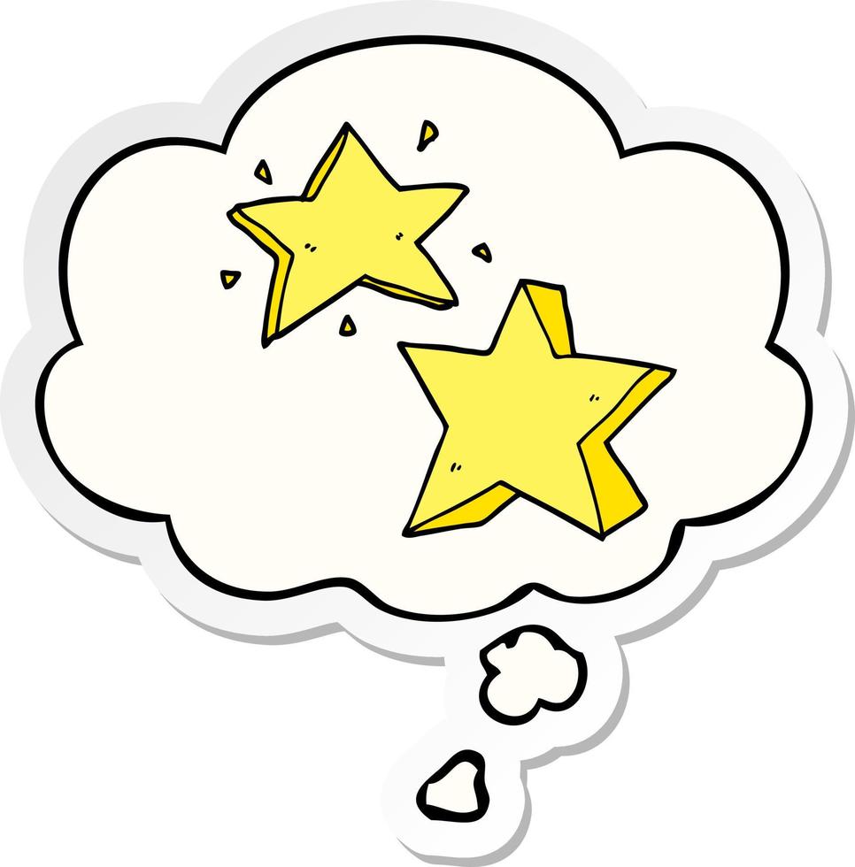 cartoon star and thought bubble as a printed sticker vector