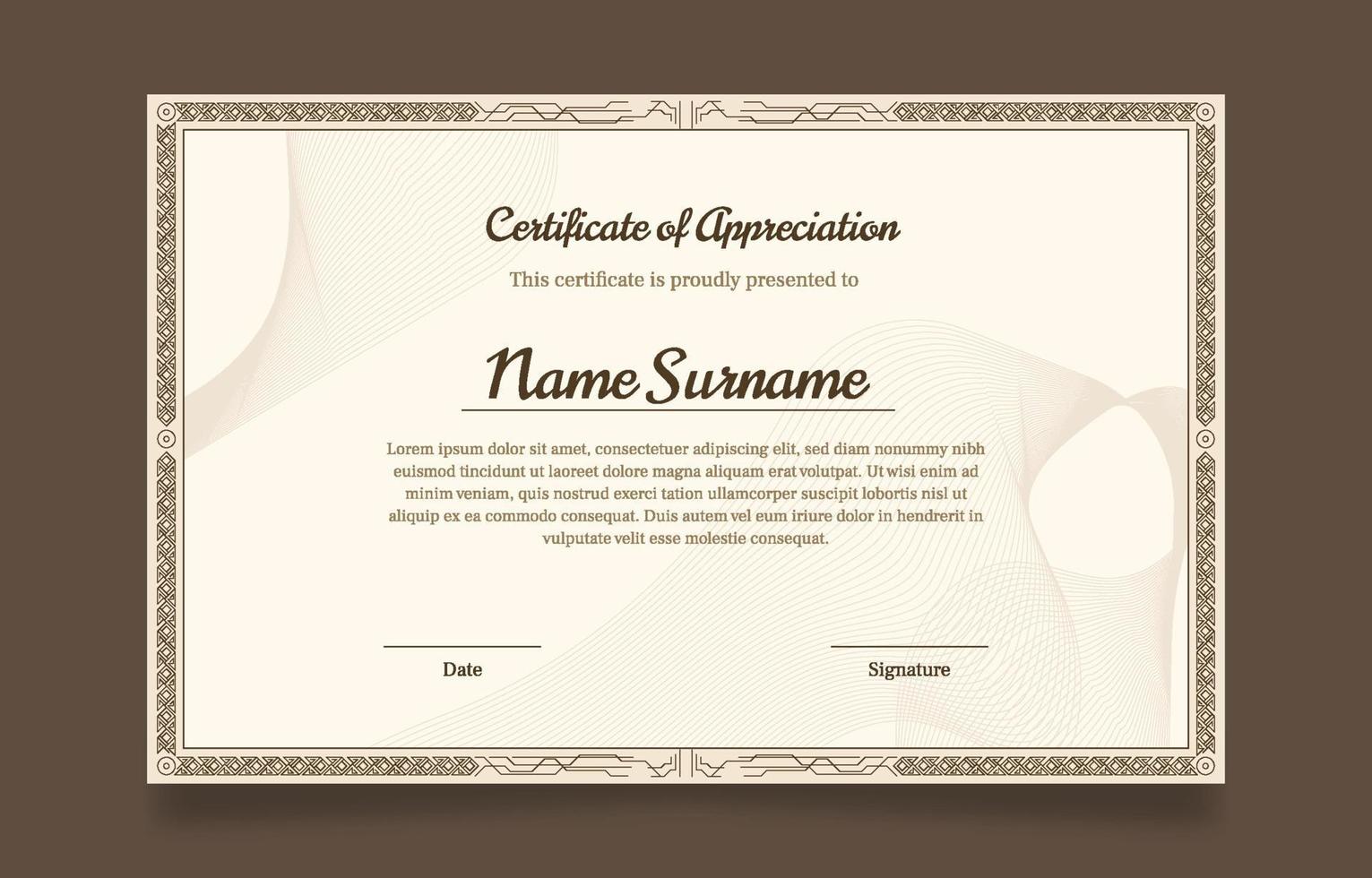 Certificate of Appreciation Background Template vector