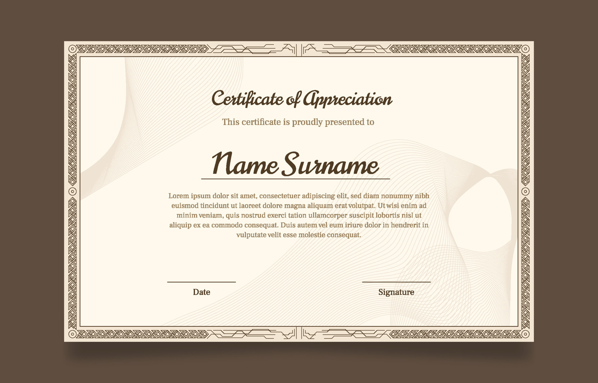 Certificate Of Appreciation Background Template 10730935 Vector Art At 