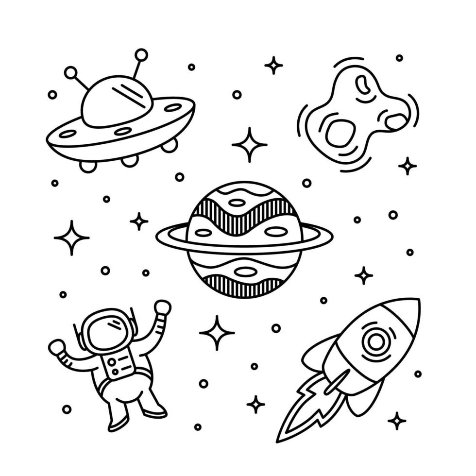 Cute Minimalist Tattoo Space Sticker Template vector