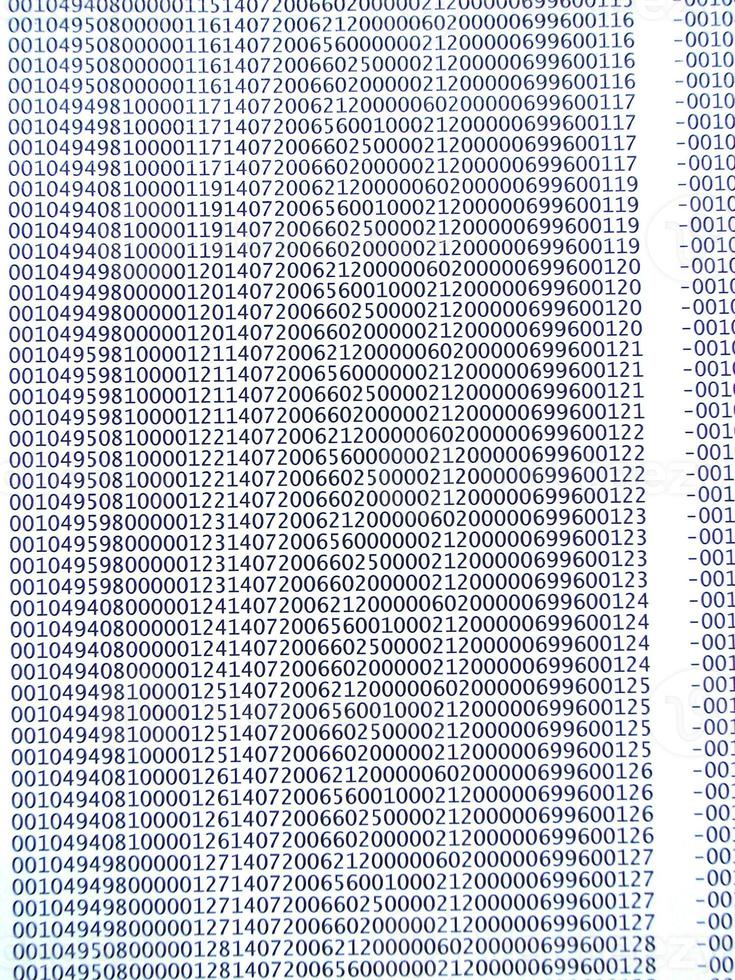 database concept with printed and coded database records photo