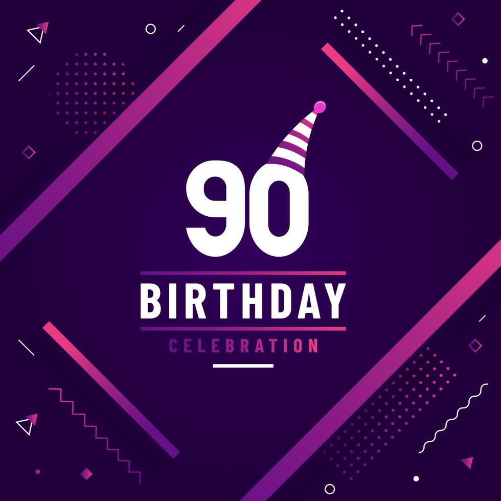 90 years birthday greetings card, 90th birthday celebration background free vector. vector