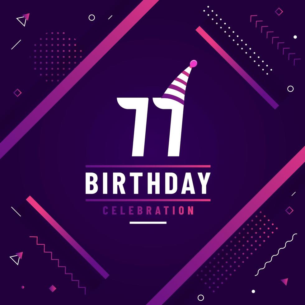 Tarjeta de saludos de cumpleaños de 77 años, vector libre de fondo de celebración de cumpleaños 77.