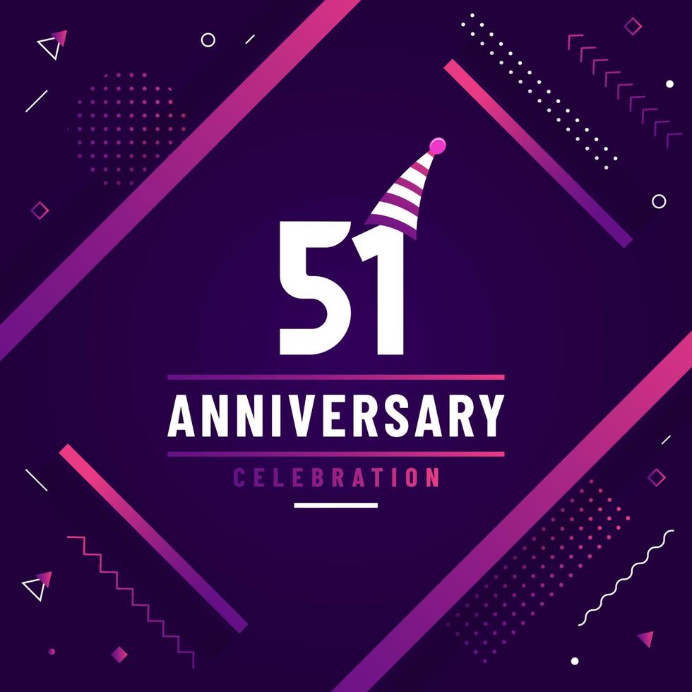 51 years anniversary greetings card, 51 anniversary celebration background free colorful vector. vector