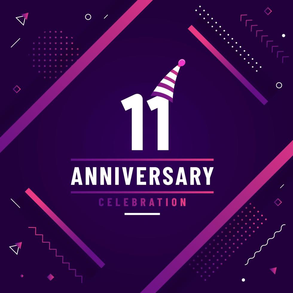 11 years anniversary greetings card, 11 anniversary celebration background free colorful vector. vector