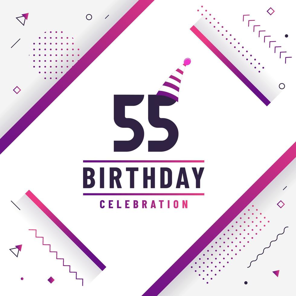 55 years birthday greetings card, 55th birthday celebration background free vector. vector