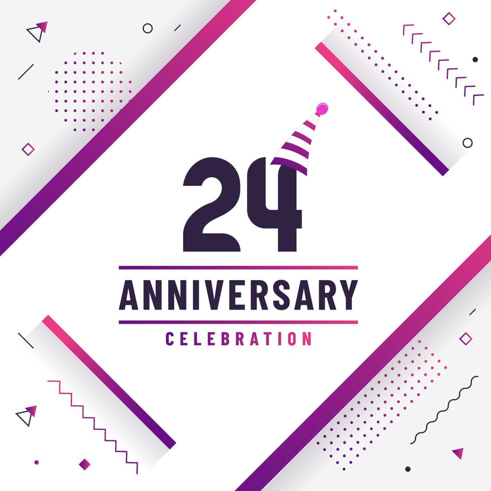 24 years anniversary greetings card, 24 anniversary celebration background free colorful vector. vector