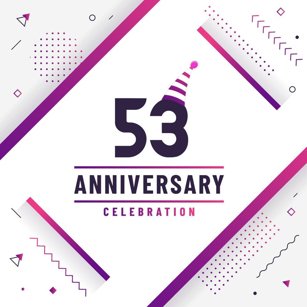 53 years anniversary greetings card, 53 anniversary celebration background free colorful vector. vector