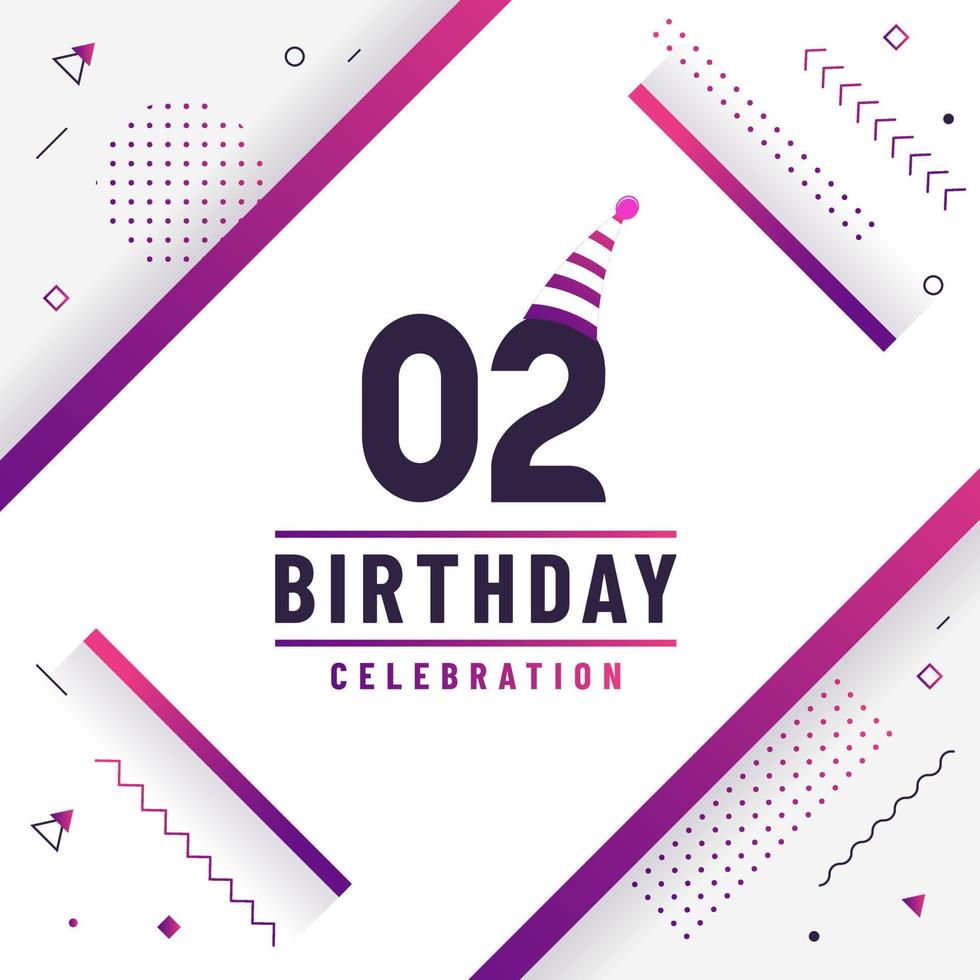 2 years birthday greetings card, 2nd birthday celebration background free vector. vector