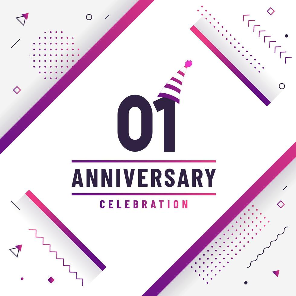 1 years anniversary greetings card, 1 anniversary celebration background free colorful vector. vector