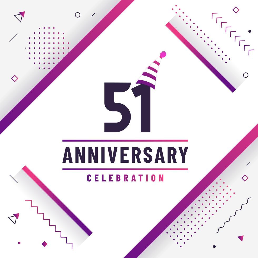 51 years anniversary greetings card, 51 anniversary celebration background free colorful vector. vector