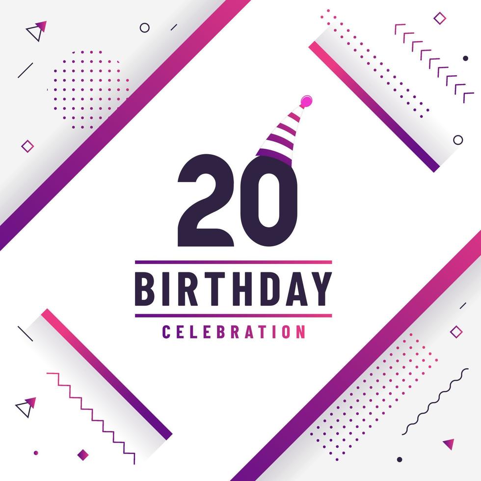 20 years birthday greetings card, 20th birthday celebration background free vector. vector