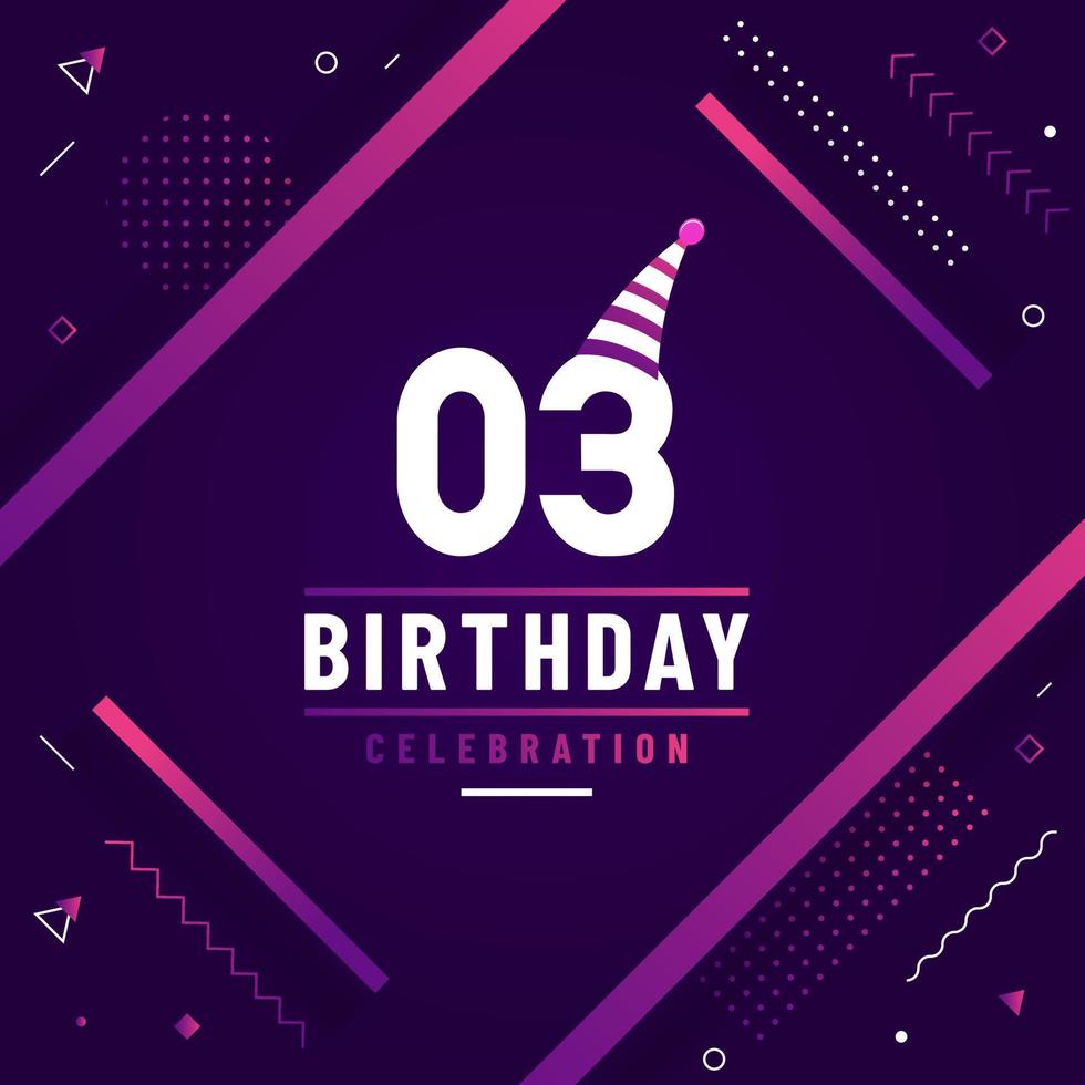3 years birthday greetings card, 3rd birthday celebration background free vector. vector
