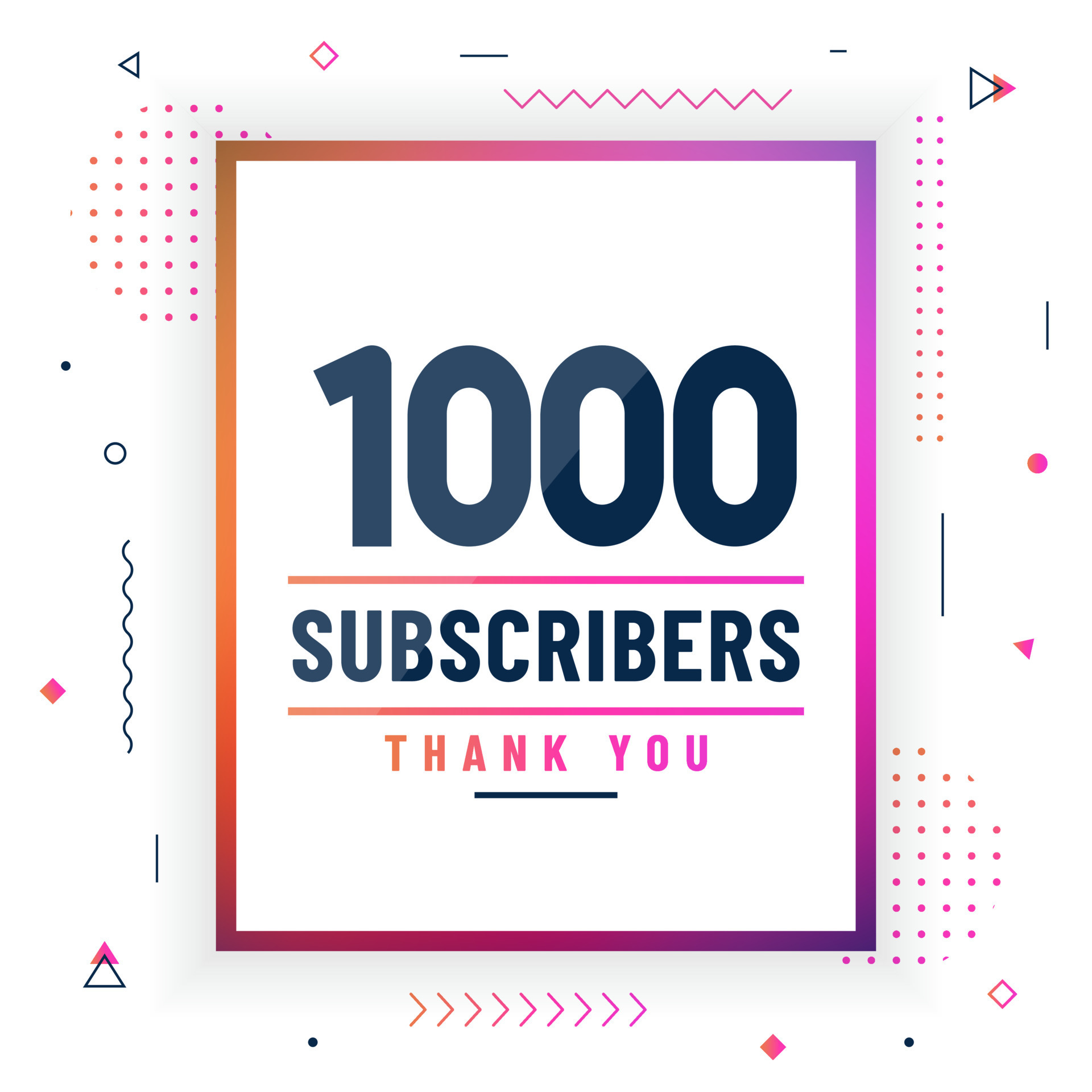 Thank you 1000 subscribers, 1K subscribers celebration modern colorful
