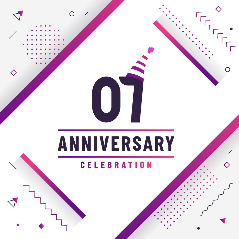 7 years anniversary greetings card, 7 anniversary celebration background free colorful vector. vector