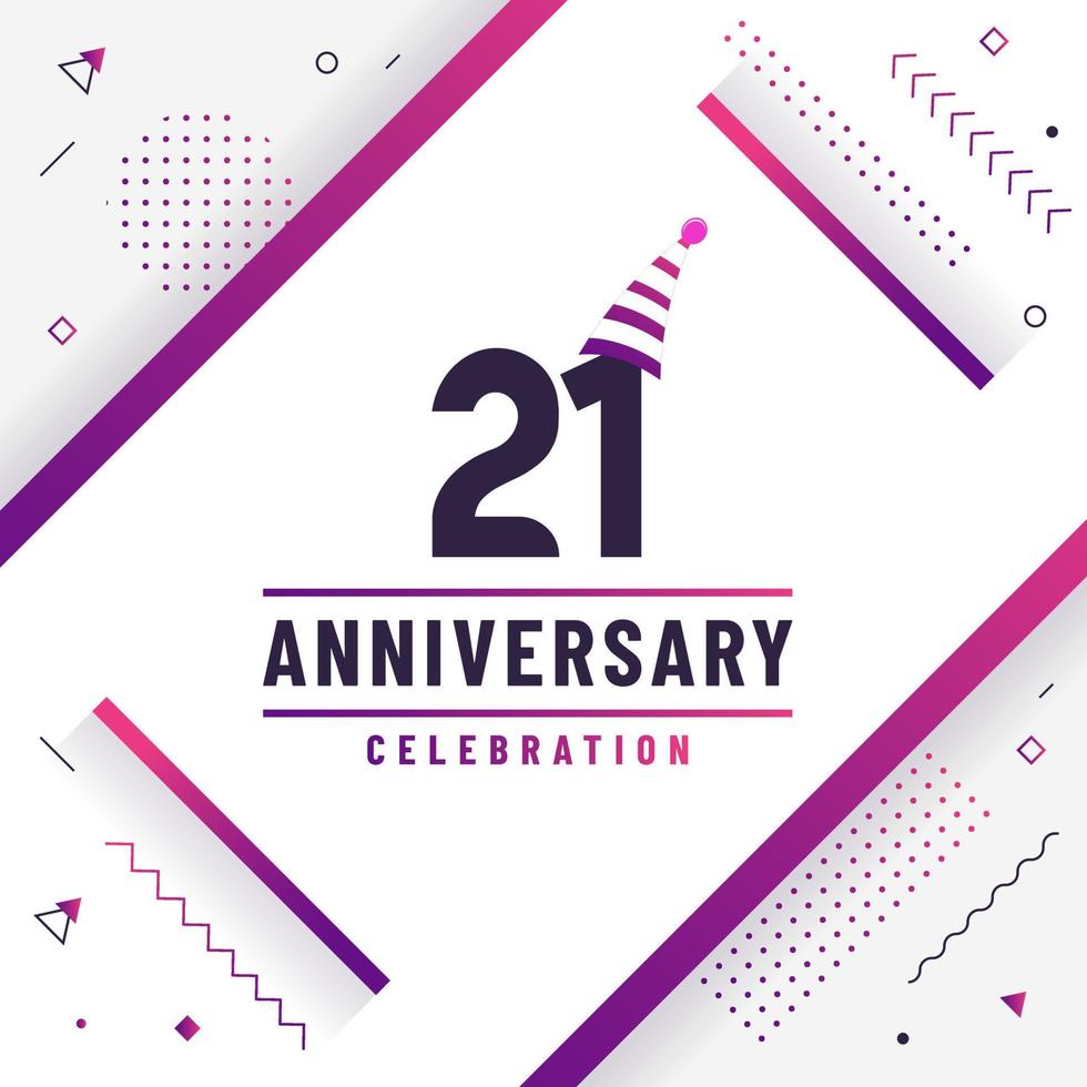 21 years anniversary greetings card, 21 anniversary celebration background free colorful vector. vector