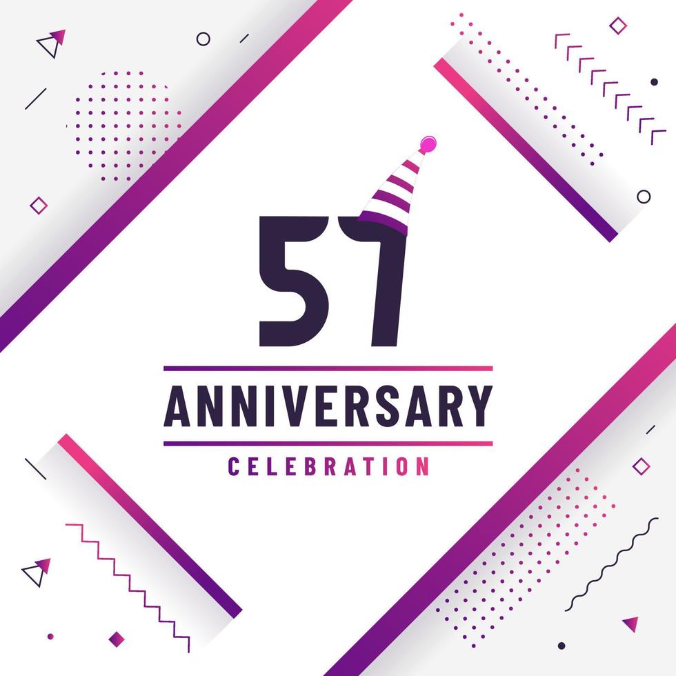 57 years anniversary greetings card, 57 anniversary celebration background free colorful vector. vector