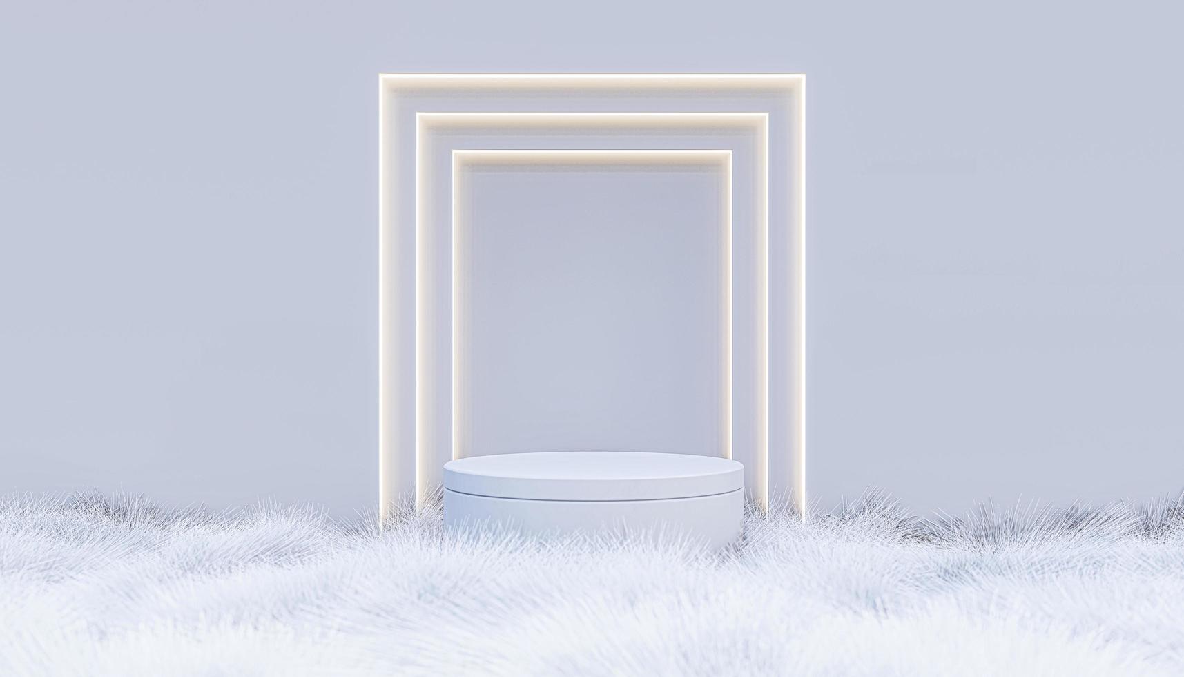 A 3d rendering image of product display on white fur photo
