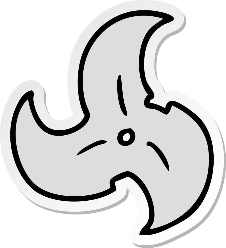 sticker cartoon doodle of a single ninja throwing star vector