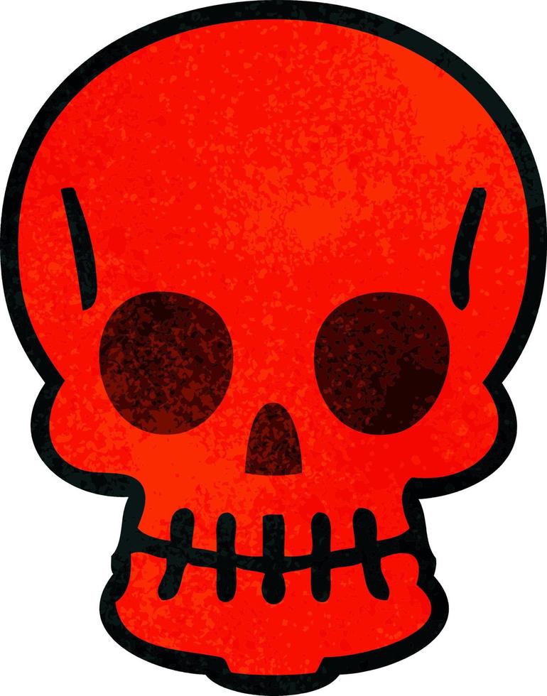 quirky hand drawn cartoon skull vector