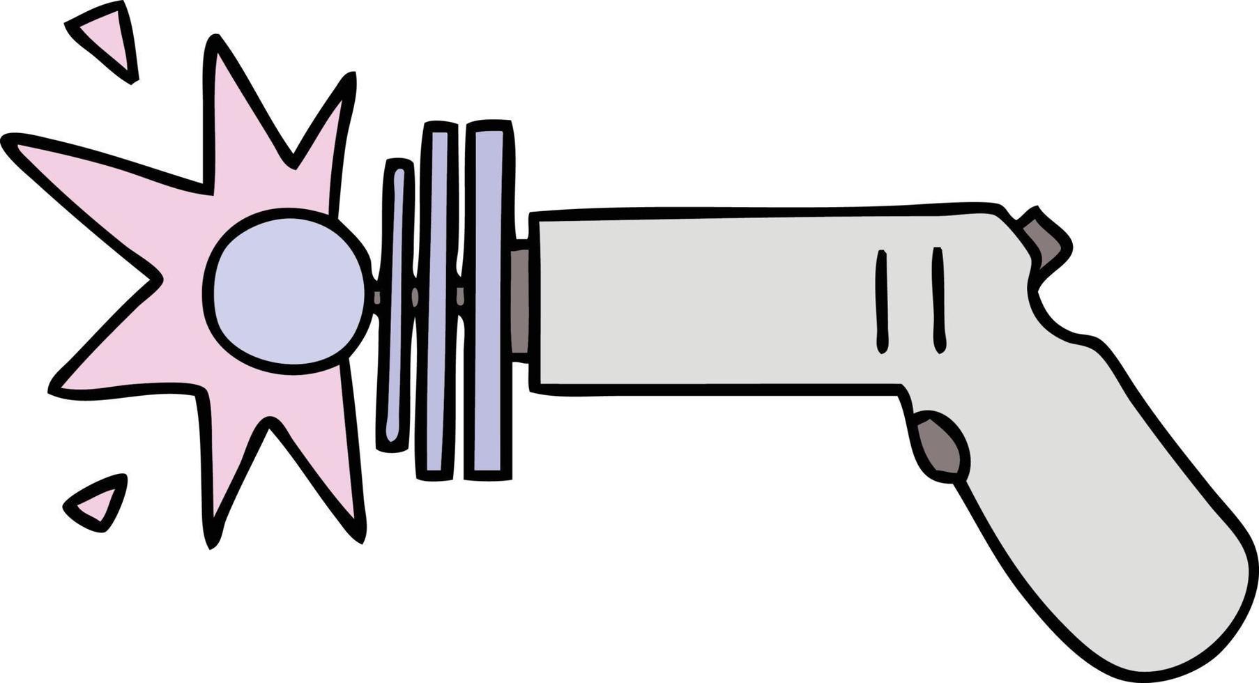 quirky hand drawn cartoon ray gun vector