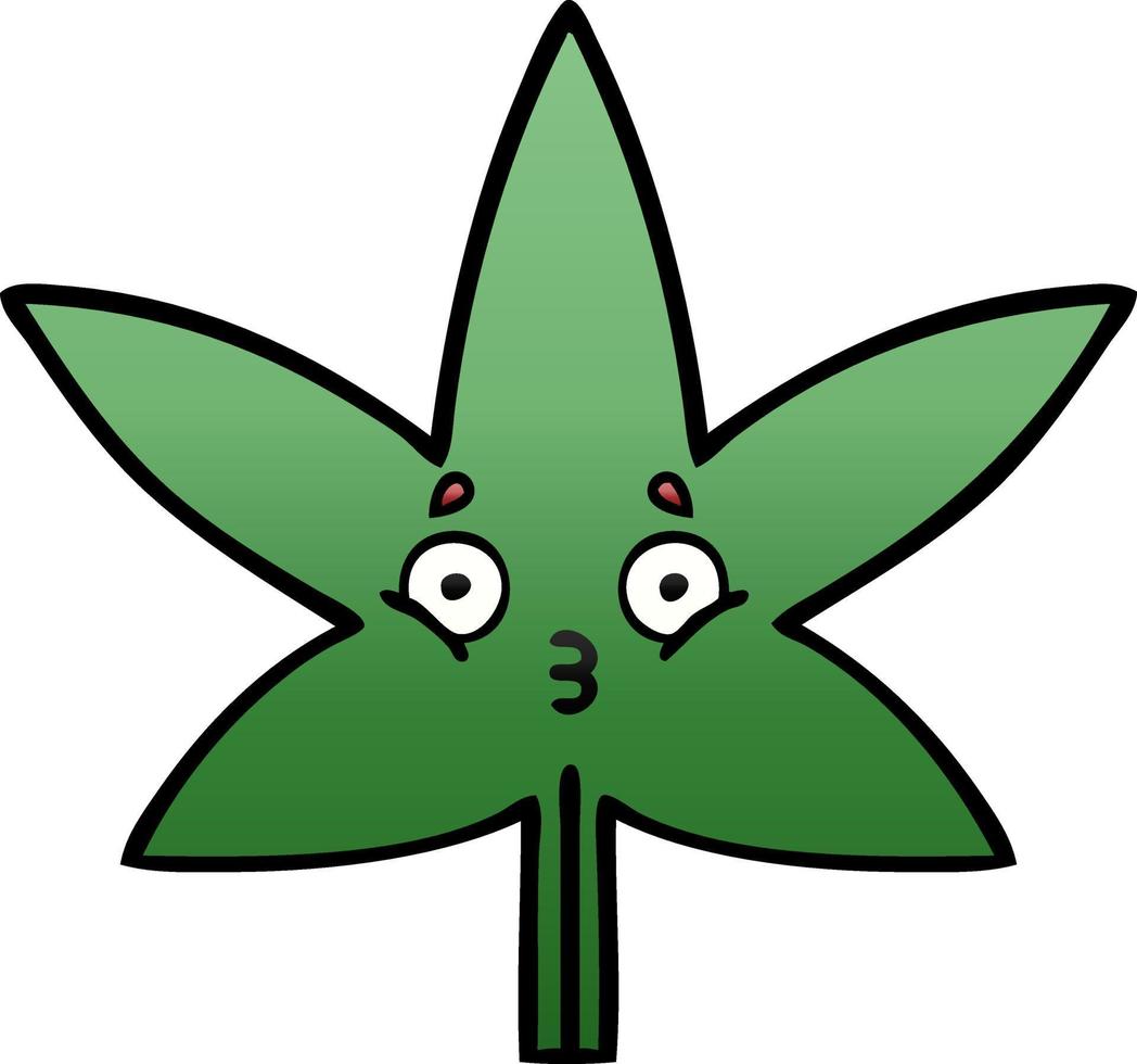 gradient shaded cartoon marijuana leaf vector