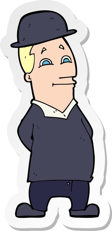 sticker of a cartoon man wearing bowler hat vector